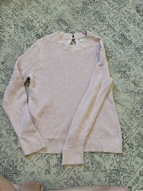 LOFT Pale Pink Textured Crewneck Sweater